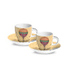 Image of EGAN - GIRAMONDO SET 2 TAZZE CAFFE' CON PIATTO GIALLO IN SCATOLA DI LATTA
