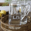Image of SIMPLE DAY - BROCCA IN VETRO " SENZA BOLLE" TRASPARENTE CON SCRITTA BIANCA