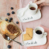 Image of SIMPLE DAY - SET 2 TAZZE CAFFE' CON PIATTO 4 PEZZI IN GRES " E' L'ORA DEL CAFFE'"