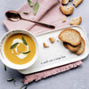 Image of SIMPLE DAY - VASSOIO RETTANGOLARE IN GRES DECORATO "IN QUESTA CASA SI MANGIA BENE"