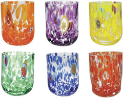 BRANDANI - PAVONE SET 6 BICCHIERI COLORATI ARLECCHINO IN VETRO