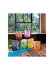BRANDANI - PAVONE SET 6 BICCHIERI COLORATI ARLECCHINO IN VETRO