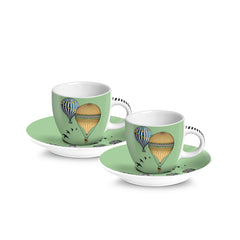 EGAN - SET 2 TAZZE CAFFE' VERDE CON PIATTO IN SCATOLA DI LATTA