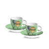 Image of EGAN - SET 2 TAZZE CAFFE' VERDE CON PIATTO IN SCATOLA DI LATTA