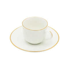 PORCELLANA BIANCA - MAESTA' SET 6 TAZZE CAFFE' CON PIATTO FILO ORO