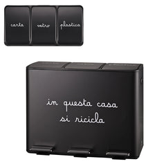 PATTUMIERA  NERA " IN QUESTA CASA SI RICICLA " SIMPLE DAY