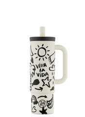 24 BOTTLES - STRAW CUP 800ML  IN ACCIAIO DECORATO