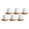 Image of PORCELLANA BIANCA - INTAVOLA SET 6 TAZZE CAFFE' RIGATO IN PORCELLANA/LEGNO