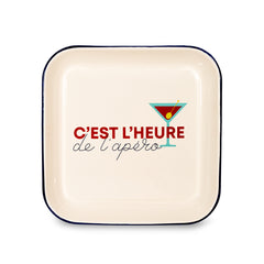 WD LIFE STYLE VASSOIO IN LATTA SMALTATA " C'EST L'HEURE DE L'APERO" CM.30X30