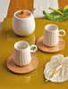 Image of PORCELLANA BIANCA - INTAVOLA SET 6 TAZZE CAFFE' RIGATO IN PORCELLANA/LEGNO