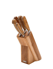 BRANDANI - CEPPO IN ACACIA CON 5 COLTELLI INOX