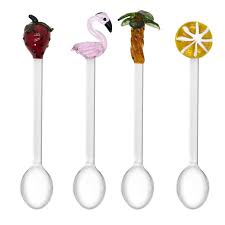 MONTEREY SET 4 CUCCHIAINI IN VETRO BOROSILICATO DEC. FRUTTA WD LIFESTYLE