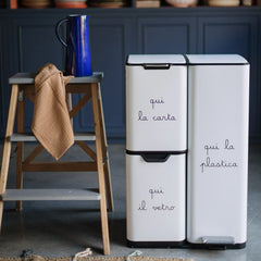 PATTUMIERA BIANCA " QUI LA CARTA, QUI IL VETRO, QUI LA PLASTICA" SIMPLE DAY