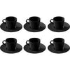 Image of SET 6 TAZZE CAFFE' CON PIATTINI MANUFACTURE ROCK NERO VILLEROY & BOCH