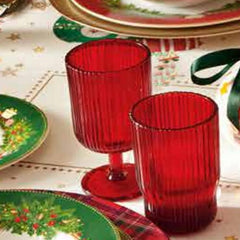 BRANDANI PLISSE' ROSSO SET 6 CALICI IN VETRO