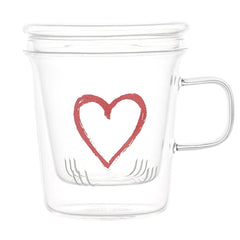 SIMPLE DAY TISANIERA CON CUORE ROSSO IN VETRO BOROSILICATO
