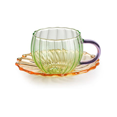 SAHARA SET 2 TAZZE CAFFE' CON PIATTO IN VETRO COLORATO IVV