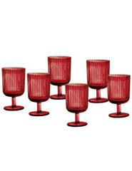 BRANDANI PLISSE' ROSSO SET 6 CALICI IN VETRO