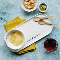 SIMPLE DAY - VASSOIO RETTANGOLARE " E' L'ORA DELL'APERITIVO" IN GRES CM31,8 X 15