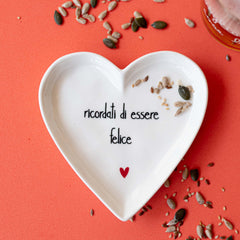 SIMPLE DAY - SET 2 PIATTI CUORE " RICORDATI DI ESSERE FELICE" DIAMETRO CM12