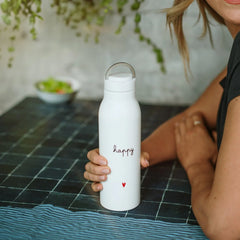 SIMPLE DAY - BORRACCIA TERMICA BIANCA DECORO "HAPPY" CUORE L.0,50