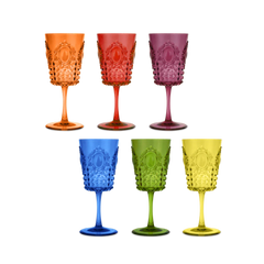 SET 6 CALICI VINO ACRILICO COLORI ASSORTITI BAROQUE & ROCK DI BACI MILANO