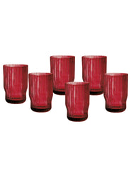 BRANDANI PLISSE' ROSSO SET 6 BICCHIERI IN VETRO