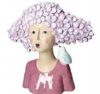 SCULTURA DONNA CON UCCELLINO