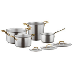 SAMBONET - VINTAGE BATTERIA DI PENTOLE IN ACCIAIO INOX 7 PEZZI