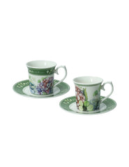 SET 2 TAZZE CAFFE' CON PIATTINO " FLORA"  BRANDANI