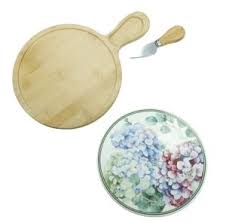 FLORA TAGLIERE IN PORCELLANA E BAMBOO CON COLTELLO FORMAGGIO BRANDANI