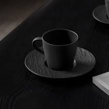 TAZZA CAFFE' CON PIATTINO MANUFACTURE ROCK NERO VILLEROY E BOCH