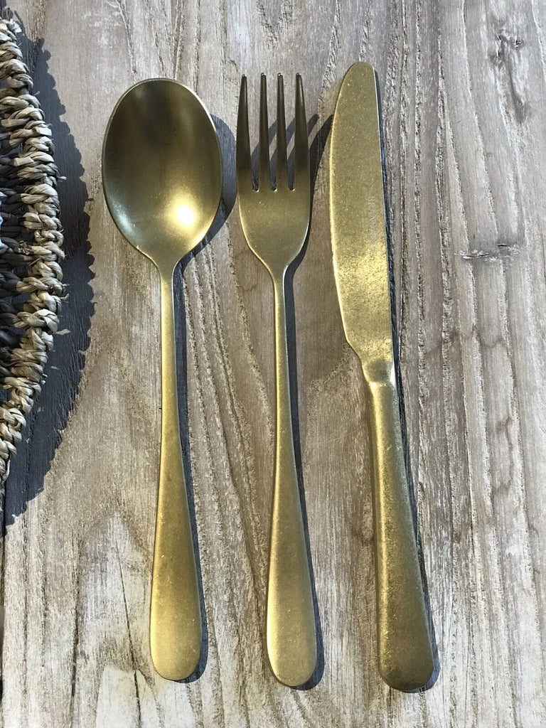 Brandani 52345 Set Posate Old Gold 16 Pezzi In Acciaio Inox, 4 Posate, Color Oro, Per 4 Persone
