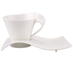 VILLEROY & BOCH - LINEA NEW Wave - Tazzina Espresso Bianca con piattino