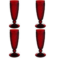 BOSTON RED SET 4 CALICI FLUT COLORE ROSSO