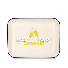 WD LIFE STYLE VASSOIO IN LATTA SMALTATA " SALUTE, SANTE', CHEERS" RETTANG.