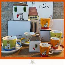 EGAN ITALY - Set 6 Tazze da Caffè con PIATTINO in Porcellana Linea LE CASETTE