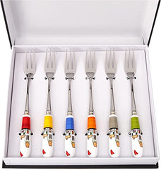 Egan Italy - Set 6 Forchette Dolce Acciaio e Porcellana Linea LE CASETTE