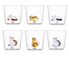 Ichendorf - Bicchiere Acqua Tumbler Gatto Sdraiato Coda Bianca LINEA TABBY CAT