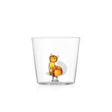 Ichendorf - Bicchiere Acqua Tumbler Gatto Ambra Coda Bianca LINEA TABBY CAT