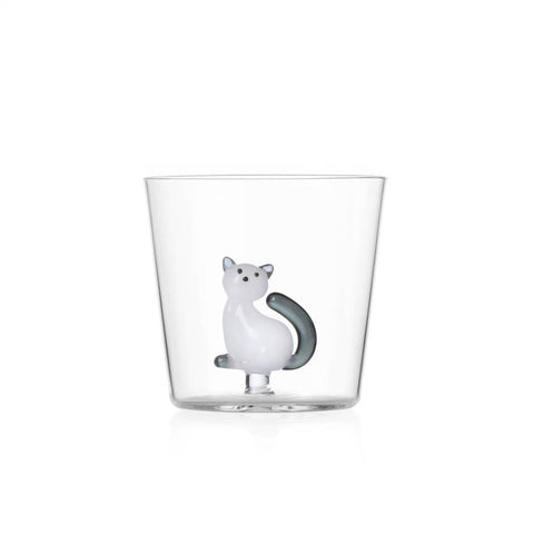 Ichendorf - Bicchiere Acqua Tumbler Gatto Coda Grigia LINEA TABBY CAT