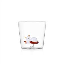 Ichendorf - Bicchiere Acqua Tumbler Gatto Sdraiato Coda Ambra LINEA TABBY CAT