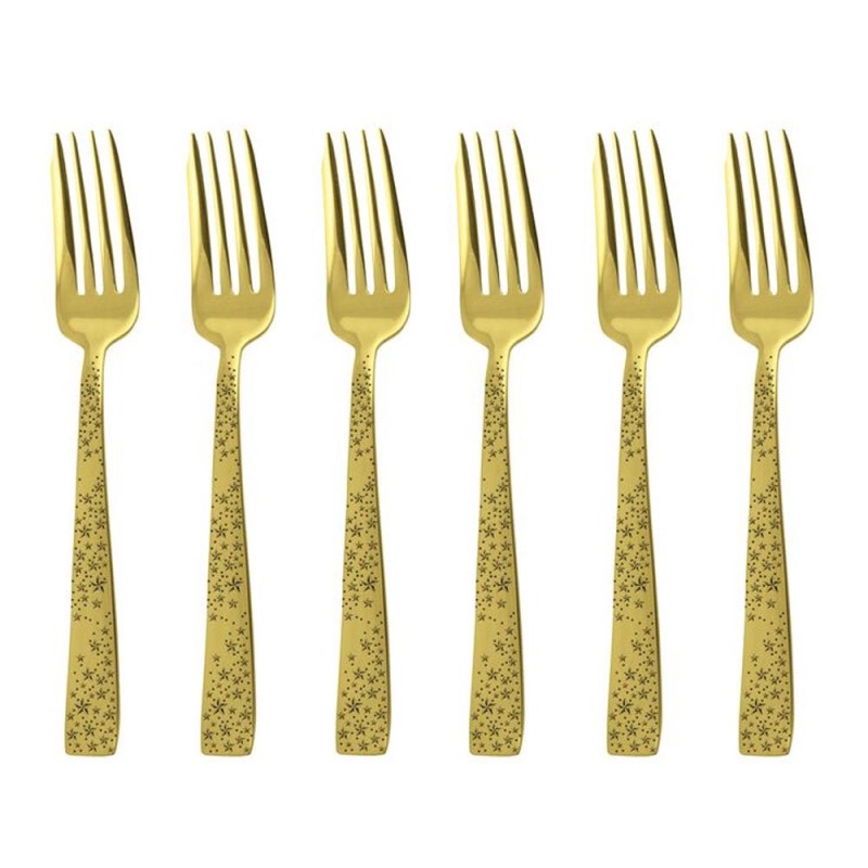 SAMBONET - COMETA GOLD Edizione LIMITATA - Servizio 6 Forchette Dolce Natale Acciaio Inox