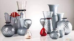 Venini - Vaso Opalino Grigio in vetro soffiato 30cm